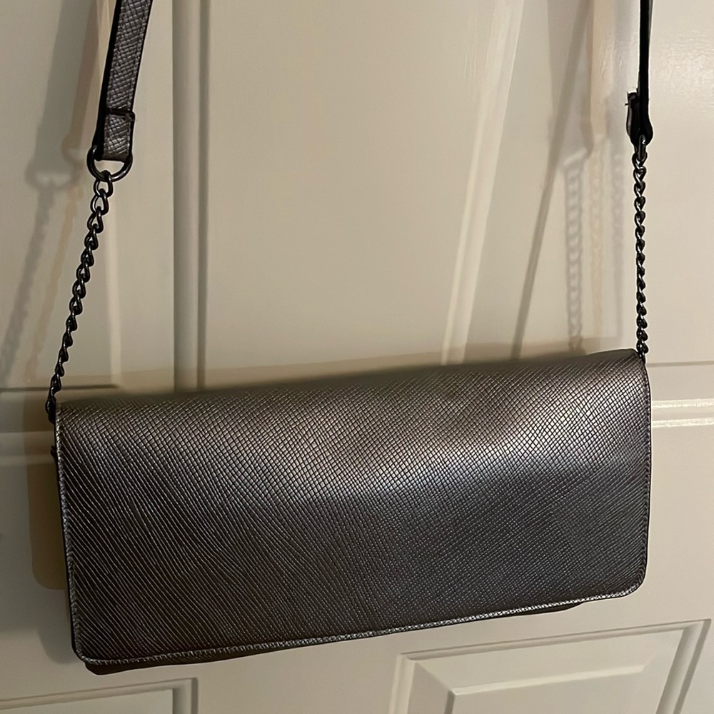 Andeawy Silver Clutch With Strap Pocketbook. 11 1/2 inches